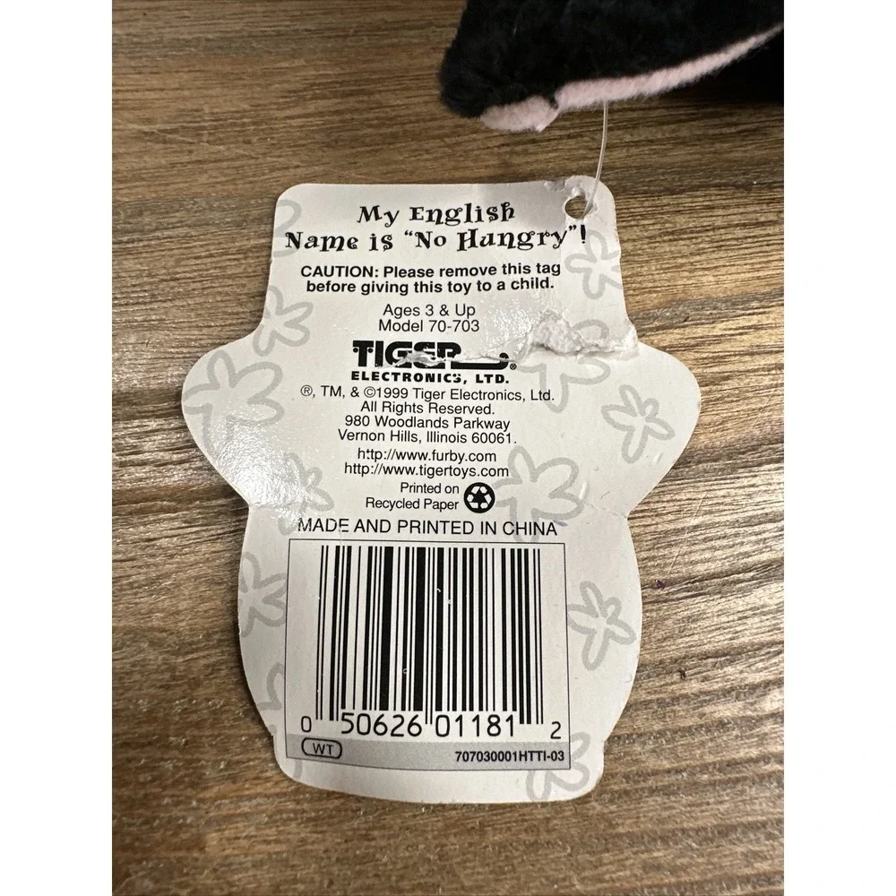 Vintage 1999 Furby Buddies Black‎ White No Hungry Beanbag Plush Tag 70-700 NWT